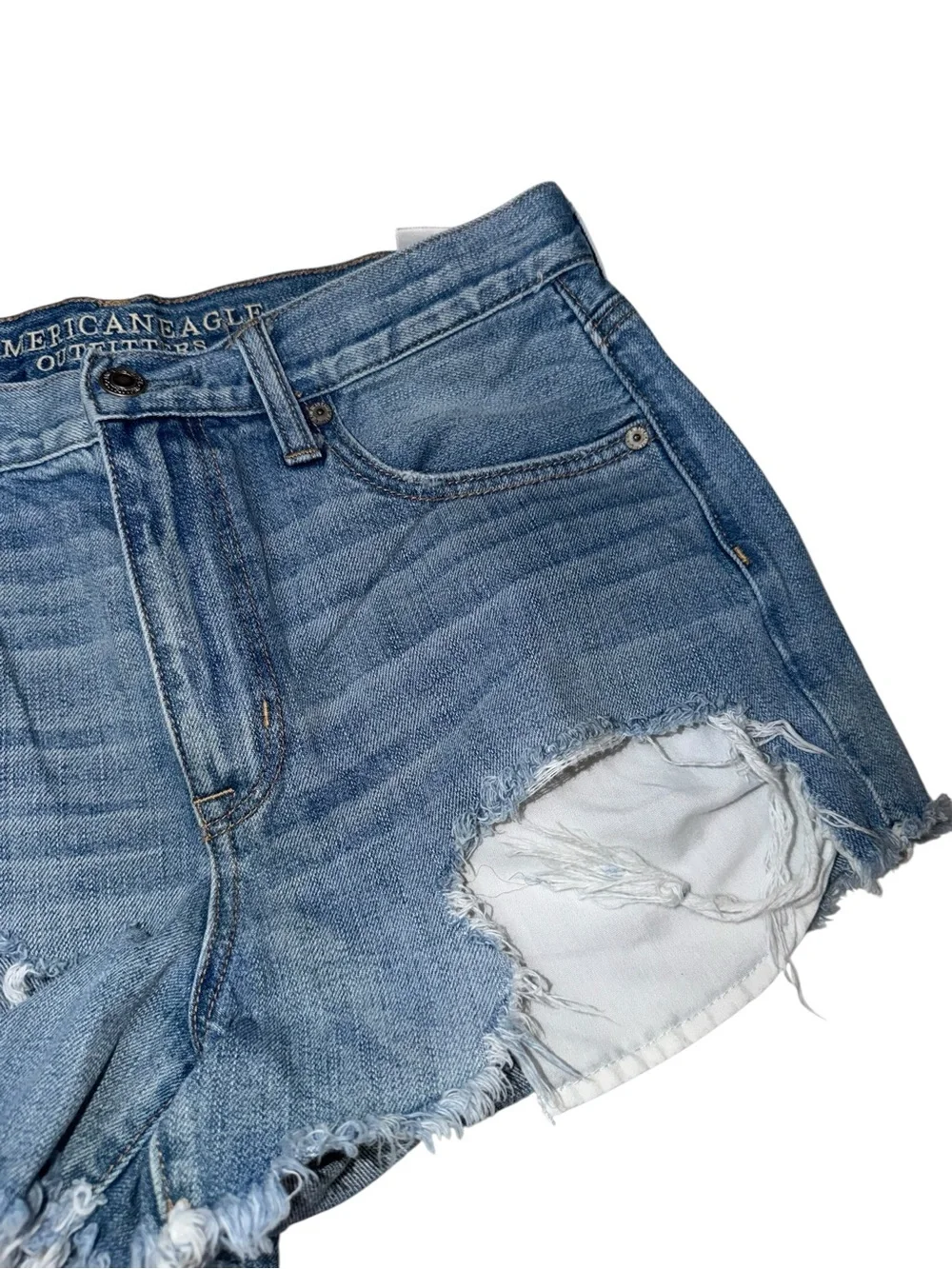 American Eagle Outfitters Distressed Light Blue Denim Shorts